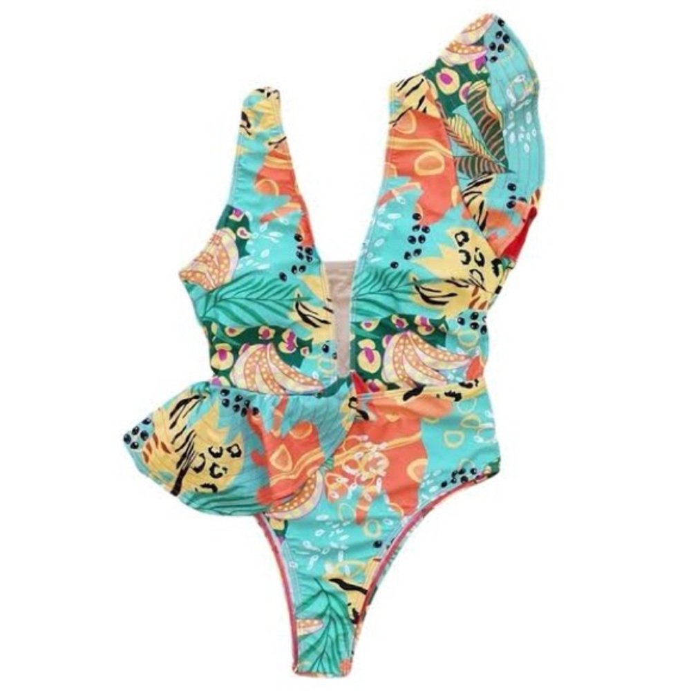 Vibrant Tropical Print Swimsuit - Picture 2 of 2